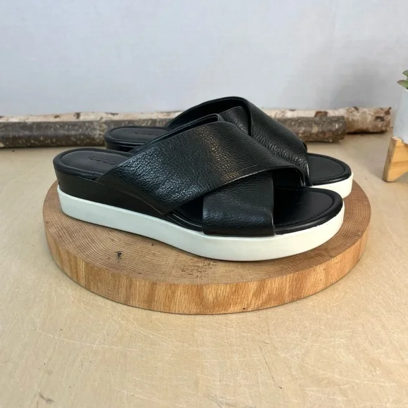 Ecco Touch Plateau Sandals in Black Leather Size 37 - Picture 1 of 16